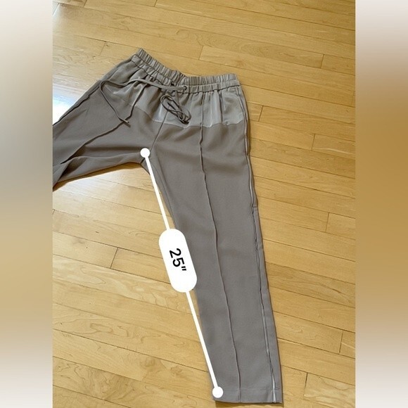Parker Satin Drawstring Joggers in Taupe Beige XS - Picture 13 of 13